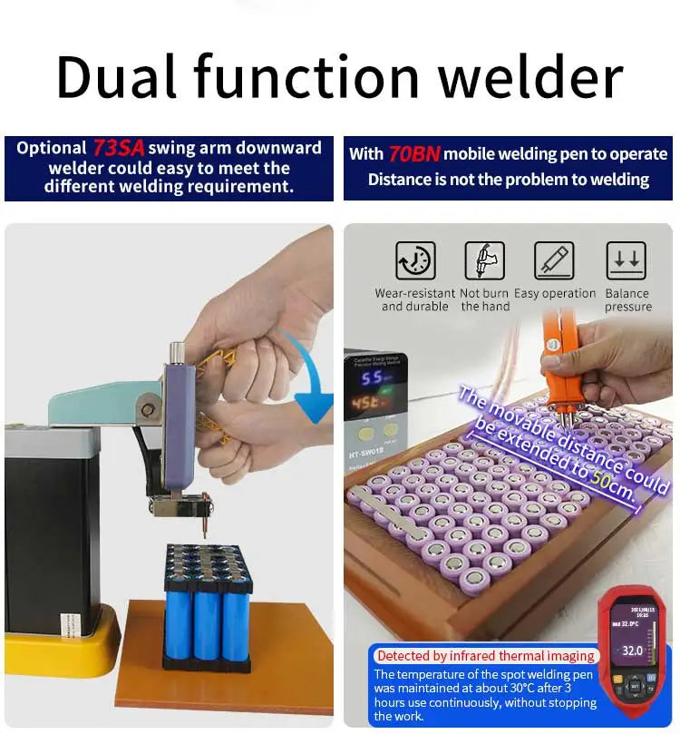 Heltec 21KW 36KW 42KW Capacitor Storage Battery Spot Welding Machine/Portable Small Spot Welder LED Display 0.5mm Thickness