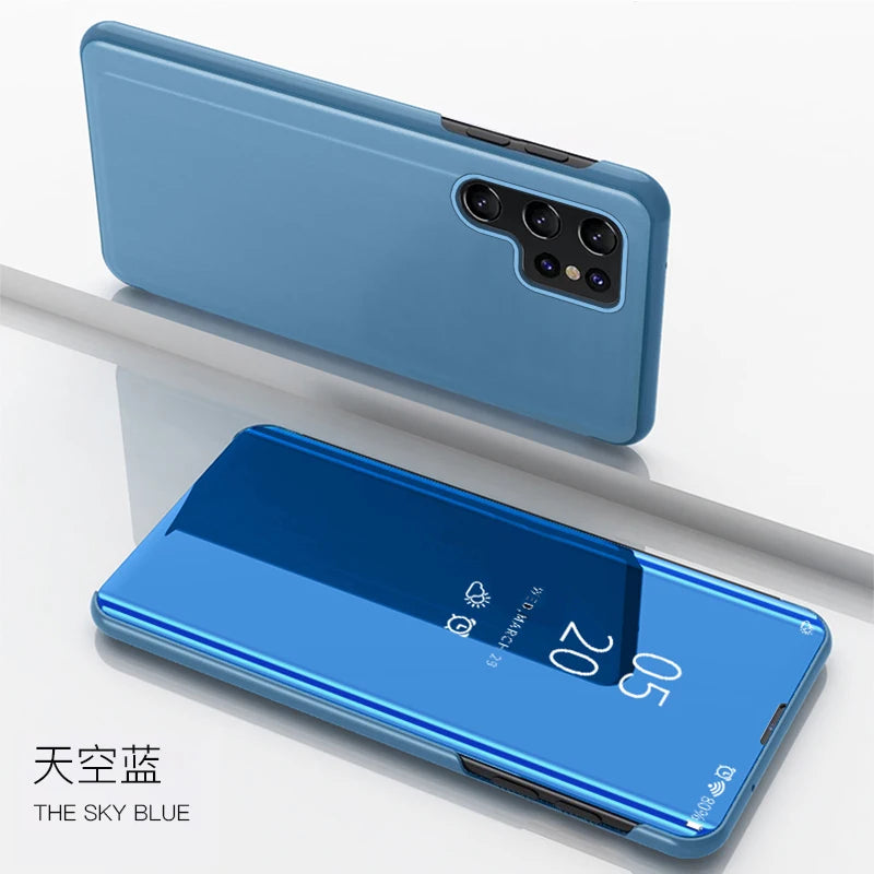 For Samsung Galaxy S24 Ultra 5G Case View Mirror Flip Stand Phone Case For Samsung S24 + Plus S 24 Ultra Shockproof Back Cover