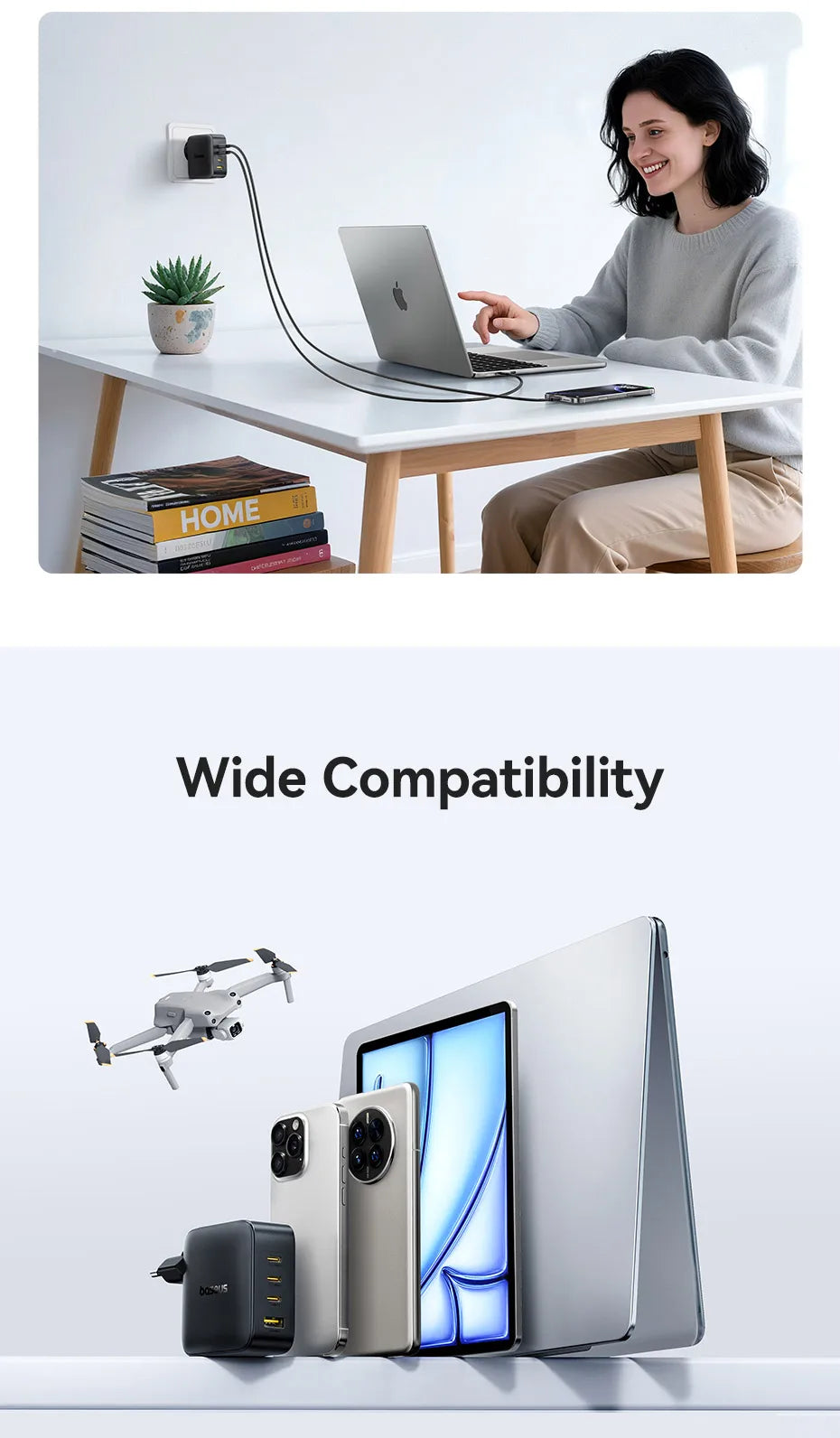 【New Sale】Baseus 140W GaN Charger PD Charger USB C Charger Fast Charge For Macbook Tablet Phone Charger For iPhone 17 16 15 14