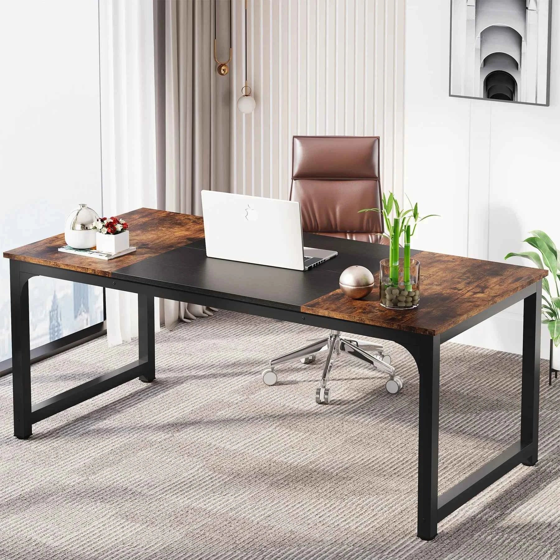 Tribesigns 70.8" Executive Office Desk – Wooden Computer Desk for Home Office, Study, or Workspace
