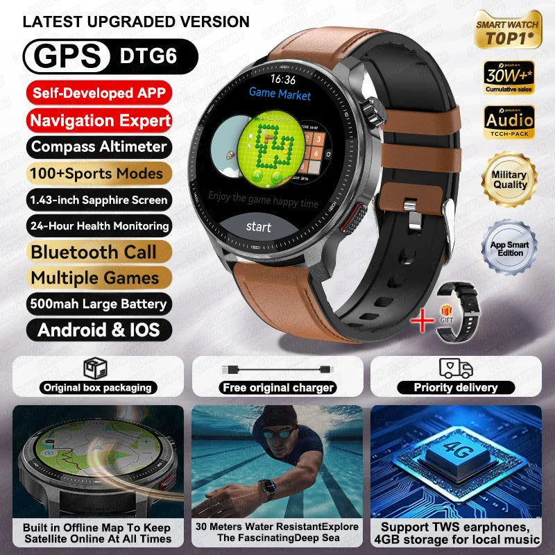 NEW GPS Offline Maps Smart Watch 1.43