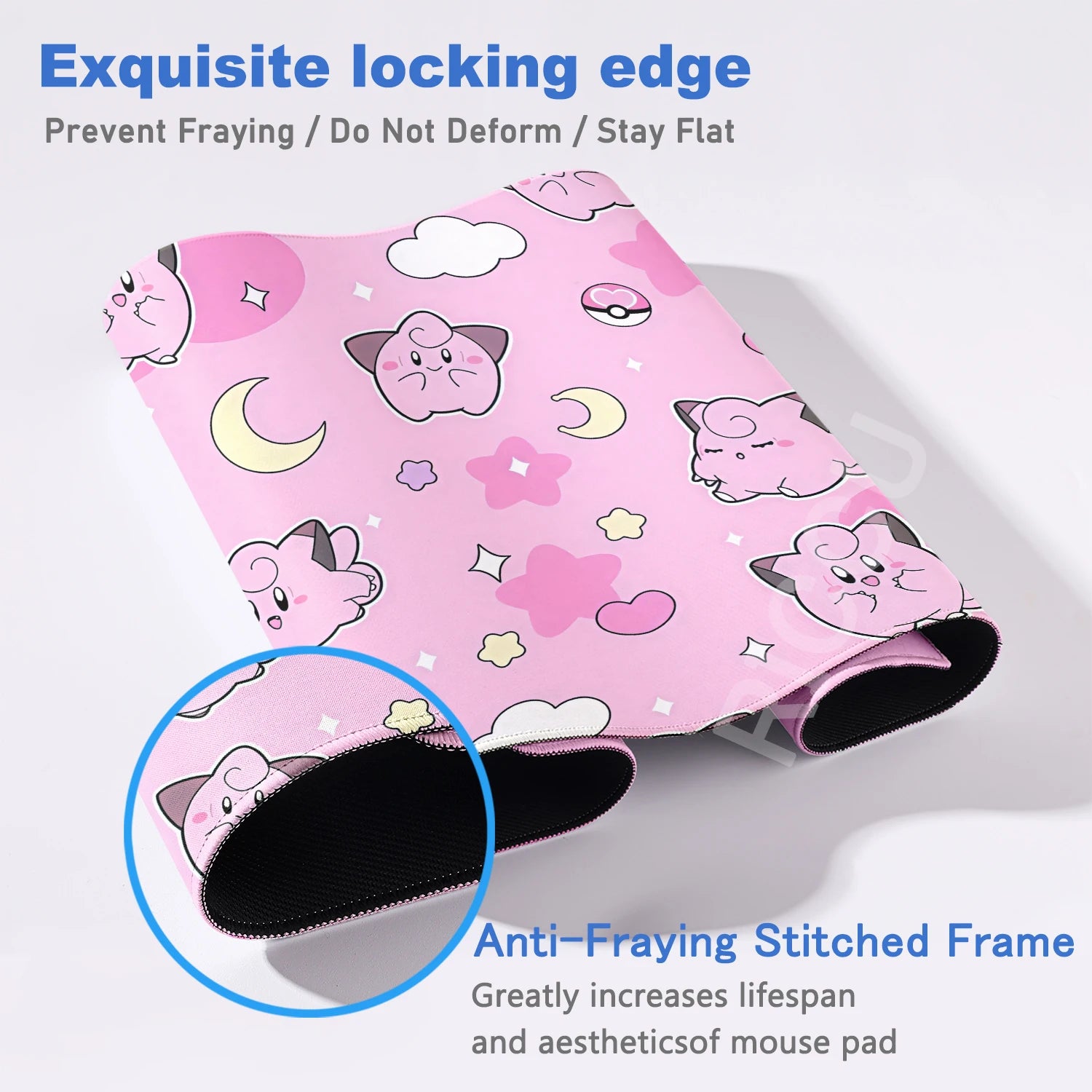 Kawaii Pink Keyboard Pad Clefairy Anime Gamer PC Cabinet Mouse Pad Ppokemon Jigglypuff Mousepad Laptop DeskMat E-Sports Mousemat