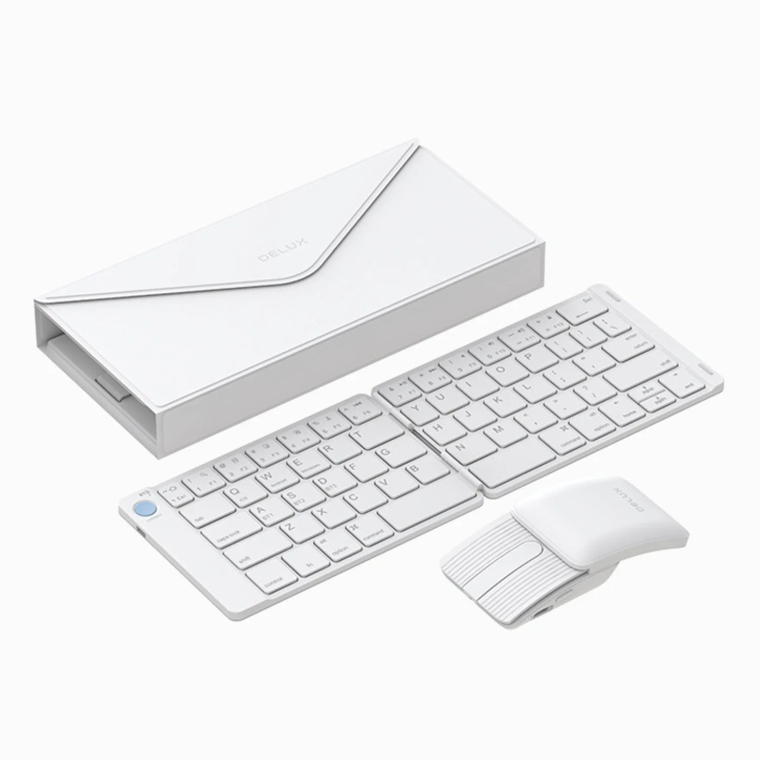 Delux Folding Keyboard Mouse Set Wireless Ultra Slim Portable Silent Kit Multi-Device Support For Windows Android IOS System