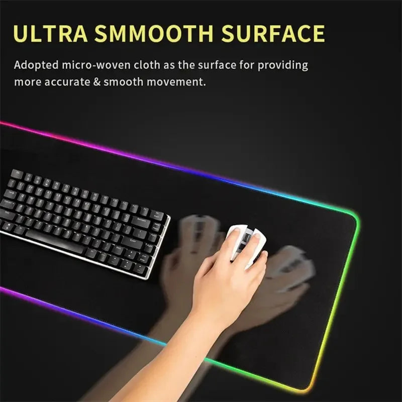 Gamepad RGB Large Mouse Pad Gamer LED Backlight Luminous Gamers Non-Slip Rubber Keyboard Pads XL E-sports Laptop Office Desk Mat
