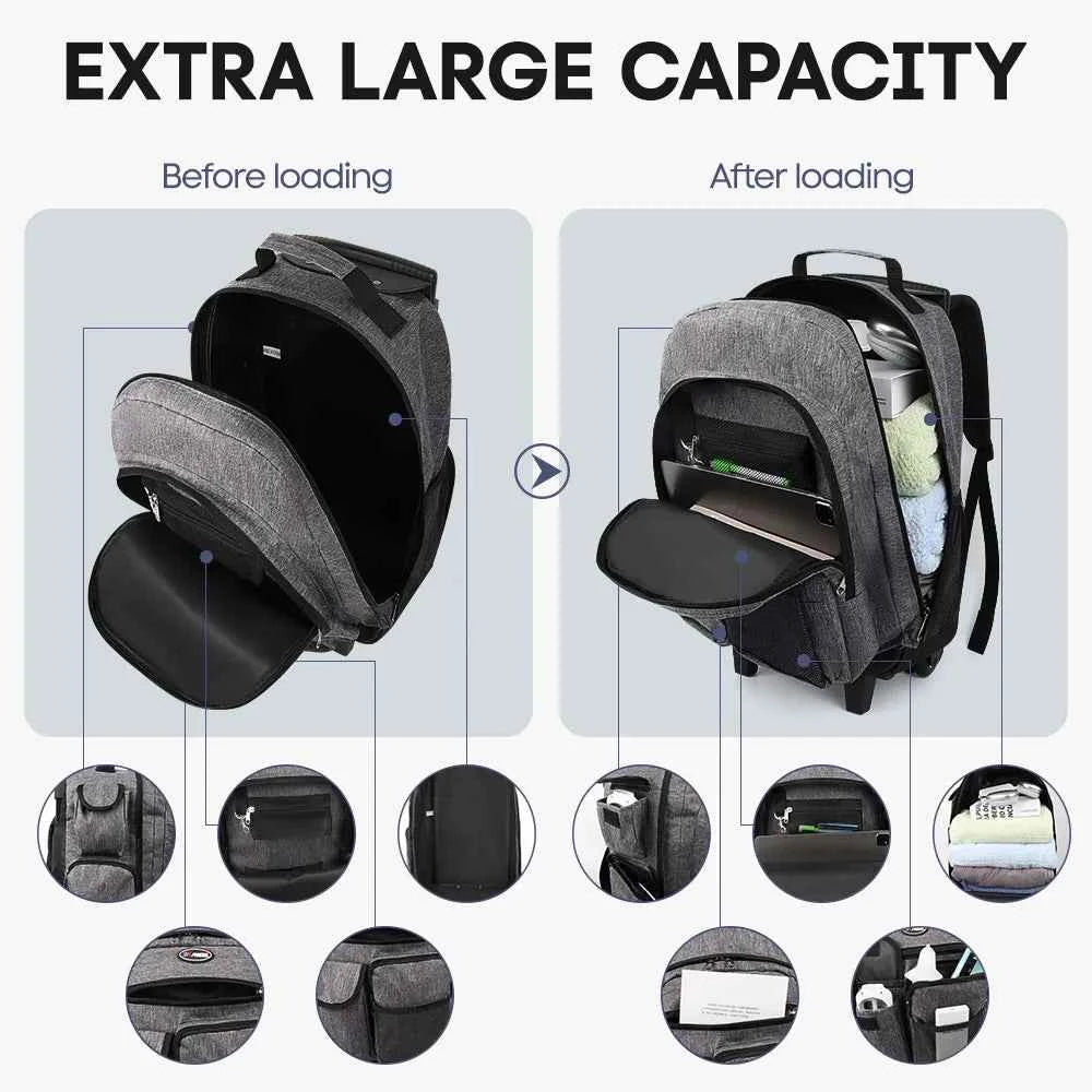 New York XPress 20 inch Travel Backpack With Wheels Hidden Pull Rod Carry On Luggage Weekend Travel Bag For Men Business Trip