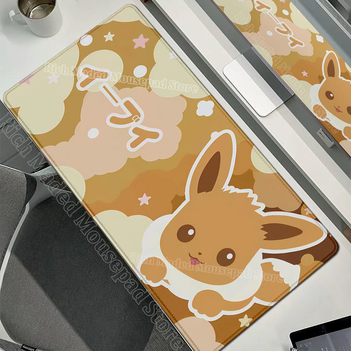 Game Card Pad Gaming Carpet Anime Keyboard Pad Pokemon Eevee Mousepad Gamer Mouse Pads Laptop Extended Desk Mat PC Cabinet Rug