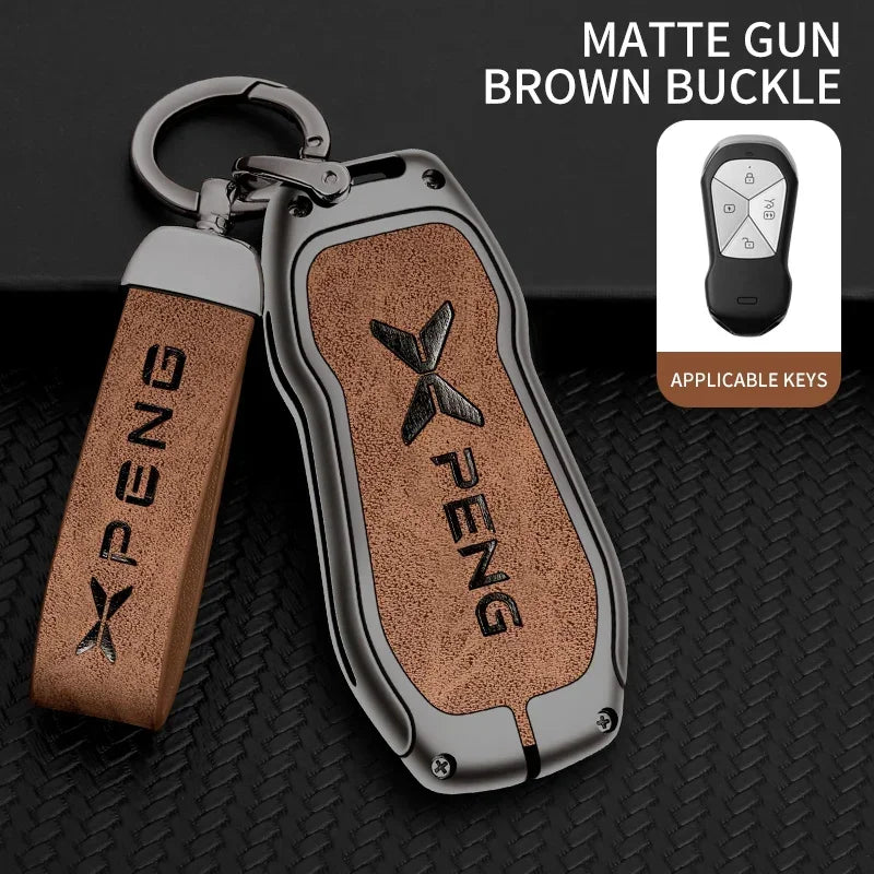Metal Car Key Fob Cover Case Shell For Xpeng Xiaopeng P5 P7 G9 G3i Holder Interior Keychain Leather Accessories
