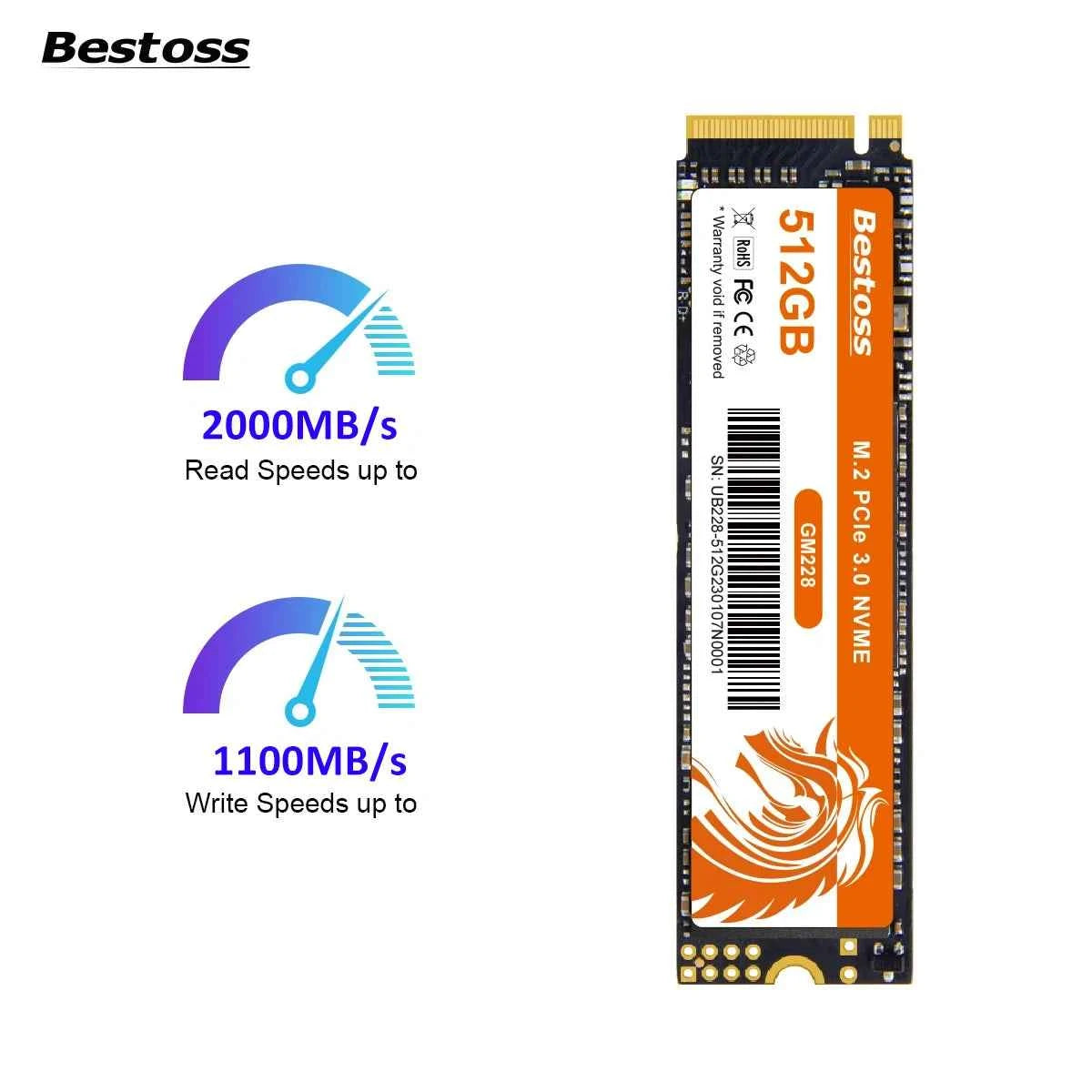 Bestoss Nvme M2 SSD, SSD Nvme M2 For Laptops and Desktops