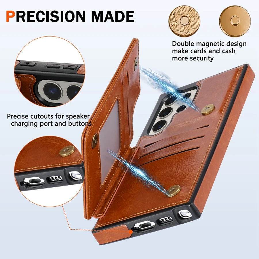 Wallet RFID Blocking Layer Protect Anti-Theft Magnetic Leather Case For Samsung Galaxy S26 Ultra S26 Plus S26 Cover