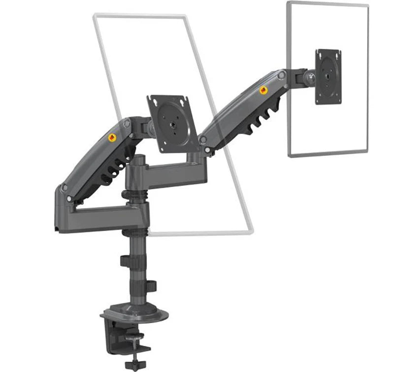 Desktop Double Monitor Holder Arm Gas Spring Full Motion 17'-27' LCD TV Mount Ergonomic Dual Arm Clamp Bracket 2-9kgs Each H180
