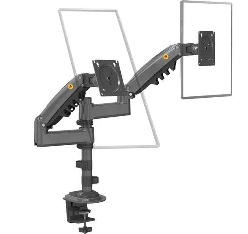 NB H180 Double Monitor Desk Holder Arm Gas Spring Full Motion 17'-27' LCD TV Mount Ergonomic Dual Arm Clamp Bracket 2-9kgs Each