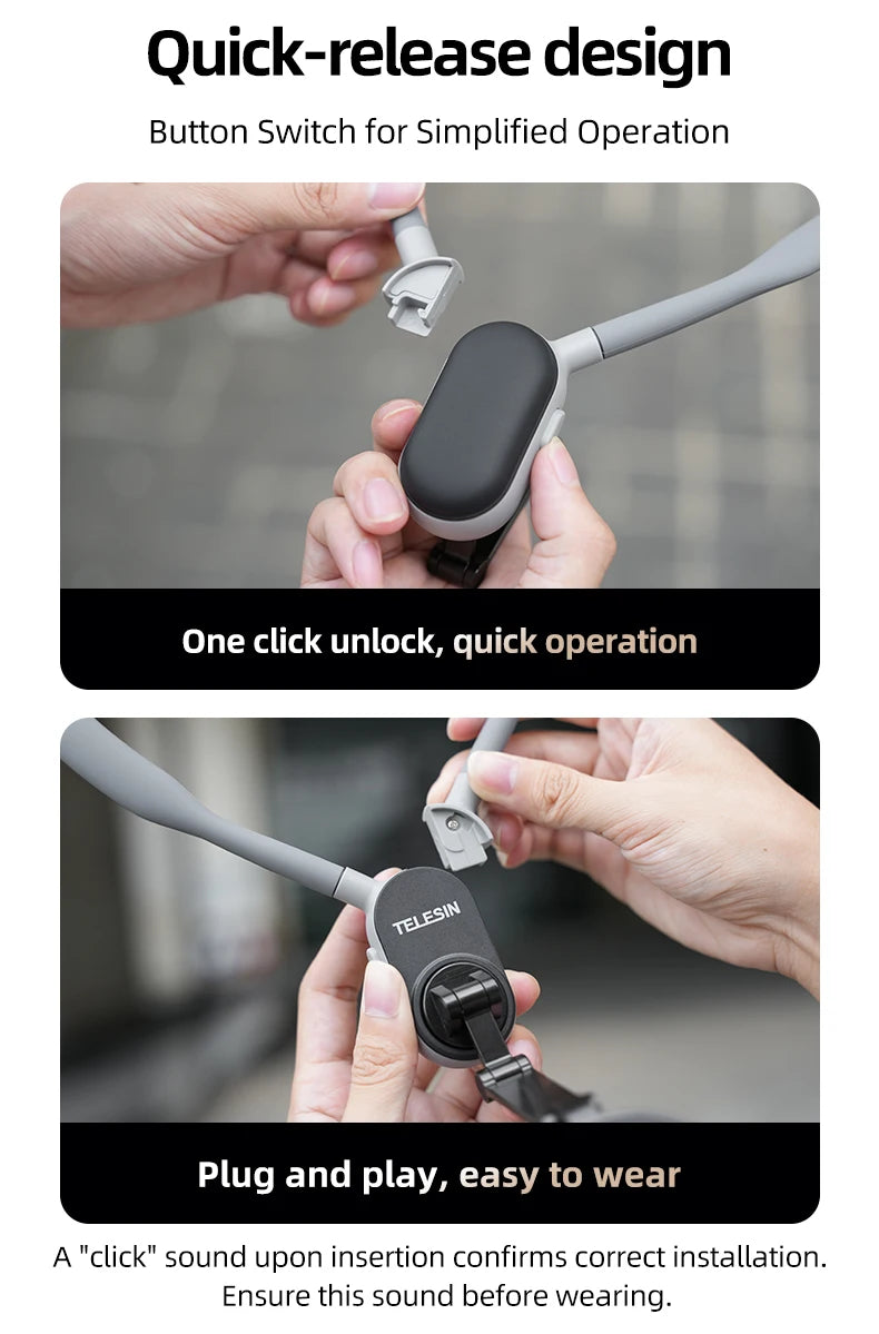 TELESIN Silicone Magnetic Neck Mount Quick Release Phone Stand Universal Compatible with iPhone MagSafe Samsung Huawei Xiaomi
