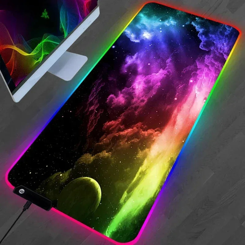 Hot Sell RGB Galaxy Milky Way Mouse Pad Carpet PC Gamer Computer Keyboard Desk Mat anti-slip Mousepad Gaming Accessories 900X400