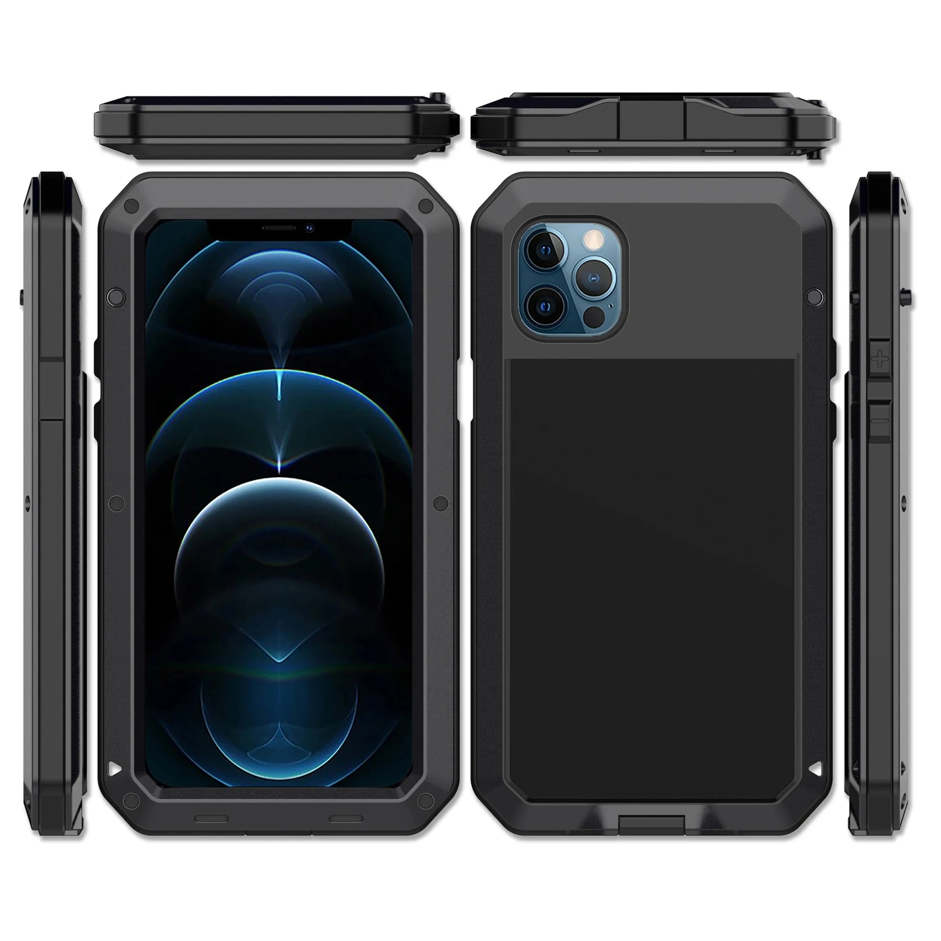 Heavy-duty protective armour for iPhone 17 to 11 Pro Max Plus XS Max XR Metal Aluminum Phone Case, Shockproof Case