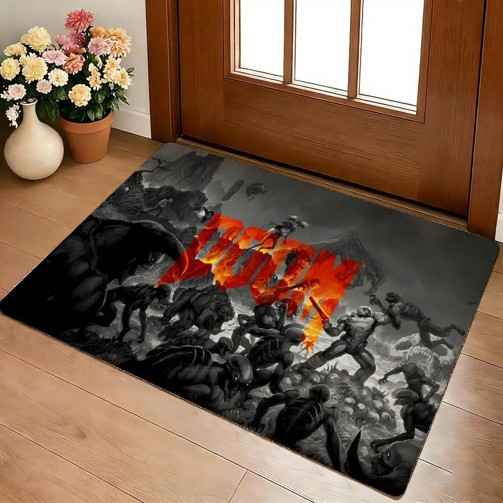 Shooting Game D-Doom Floor Mat Cozy Flannel Soft Thick Non-Slip Mat For Living Room Bedroom Kitchen Decor Rugs