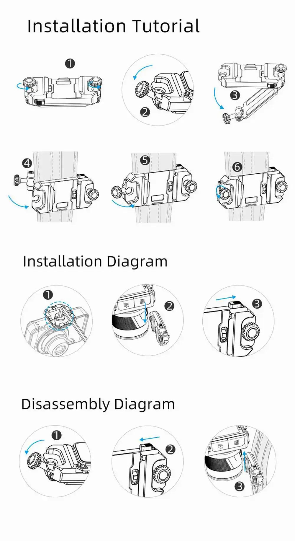 Backpack Quick Release Plate Clip Camera Quick Switch Tripod Slider Installation Adapter Camera Clip w/ Arca Swiss for Backpack