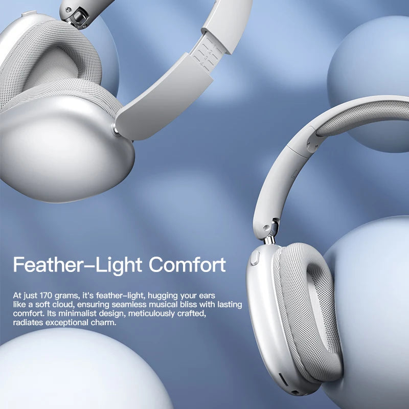 Wireless Bluetooth Headphones Over-Ear, Hi-Res Audio, Sport Headphone, Foldable Stereo, Travel Headphones, Silver