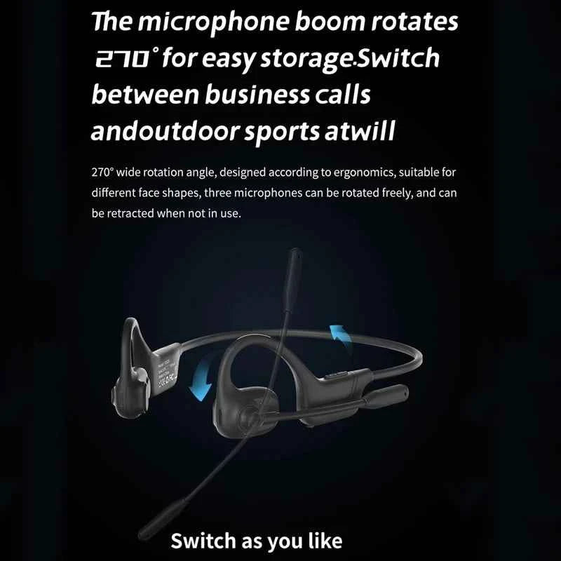 Professional air conduction HIFI sound quality wireless noise reduction Bluetooth headset with microphone suitable for work meet