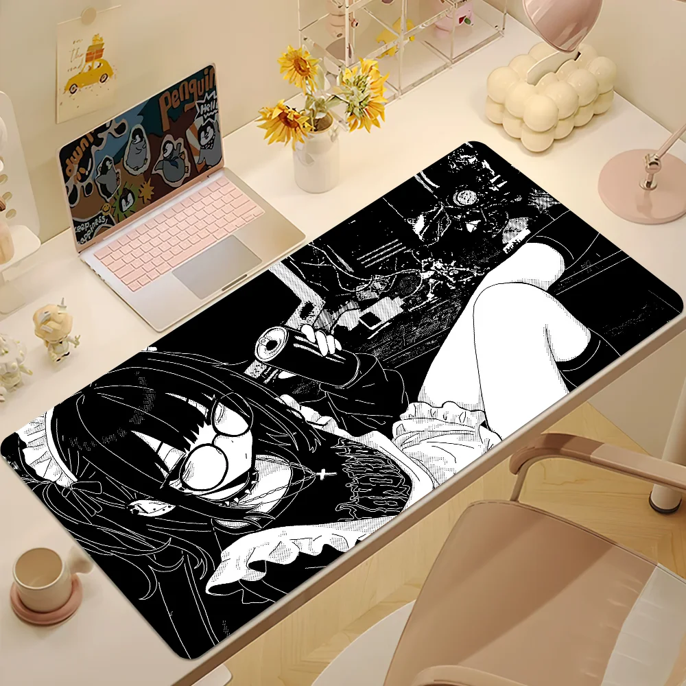 Y2K Anime Pixel Girl black white Mouse Pad Non-slip Thickened MousePad Student Cushion Large Writing Gaming Lockedge Office