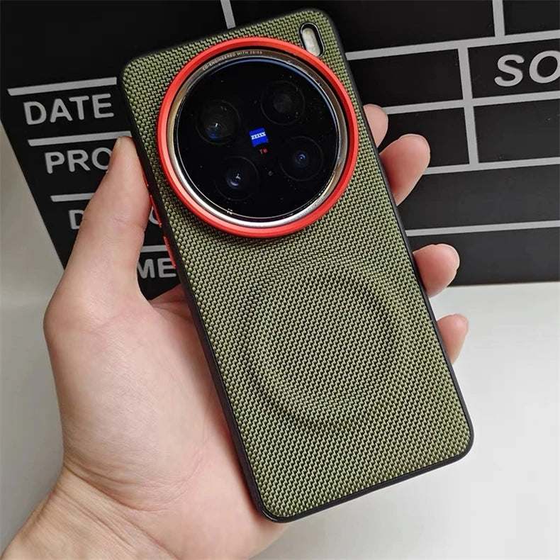 Magnetic Nylon Woven Case for Vivo X200/X200 Pro Mini/X200 Ultra/X300 Pro Matte Leather Skin-Friendly Shockproof Cover