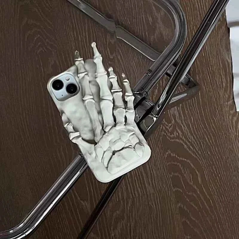 3D Silicone Phone Case for IPhone 16 15 14 13 11 12 Pro Max Shockproof Silicone Funny Skeleton Hand Halloween Soft Back Cover