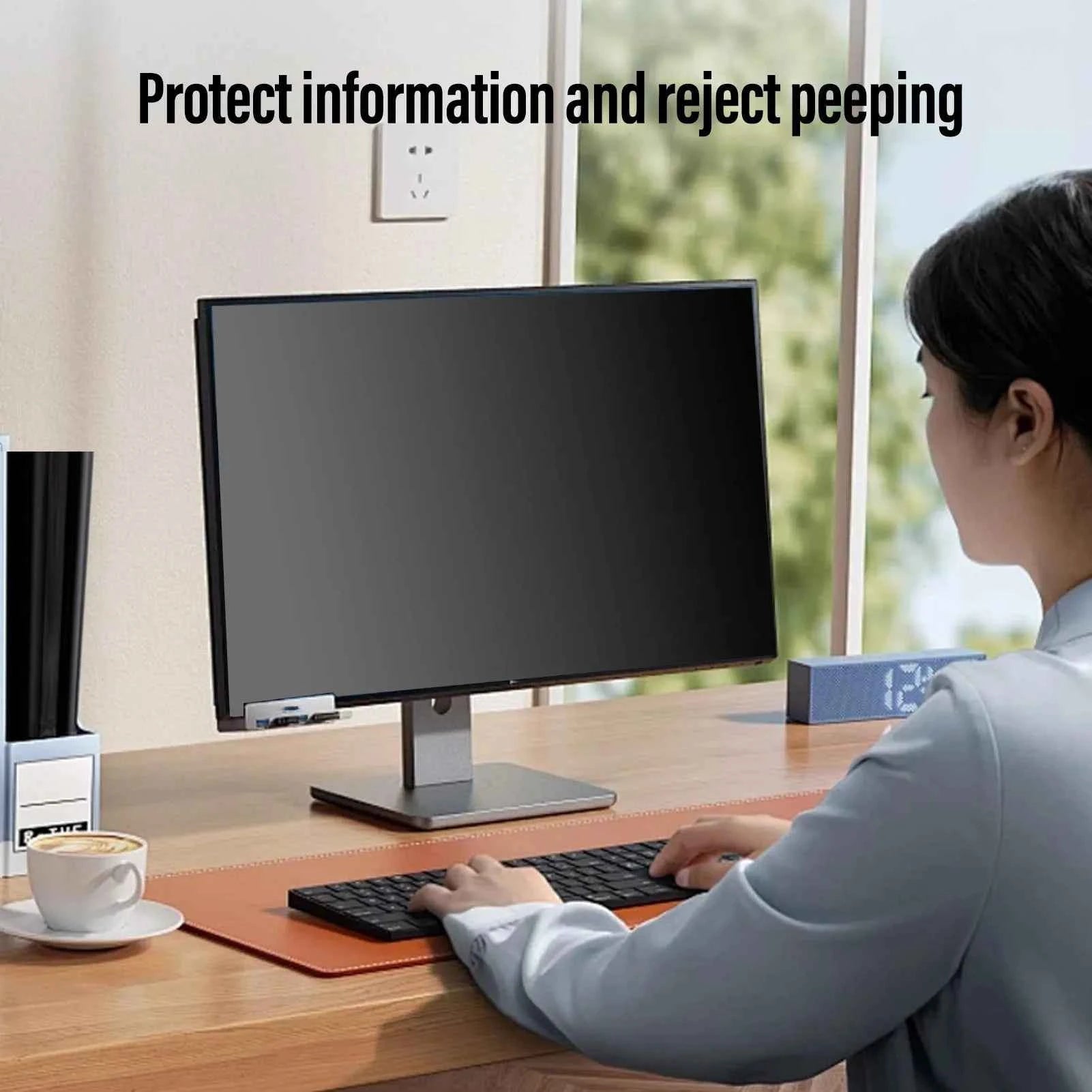 27 Inch 16:9 Computer Privacy Screen Filter PET Magnetic Computer Privacy Film Removable Anti Glare Blue Light Protector Eye Car