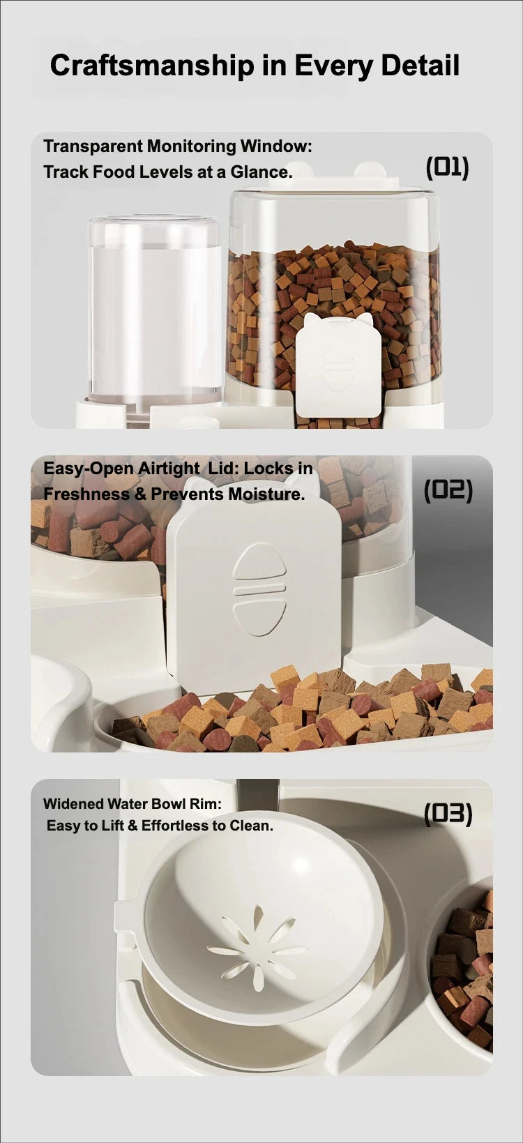 Automatic Cat Feeder Water Dispenser 2-in-1 Pet Food Container Gravity Feeding Bowl for Cat Dog Pet Supplies