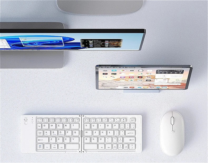 MINGCVIL Mini Foldable Wireless Keyboard Slim Portable Bluetooth Keyboard Rechargeable Folding Keyboard for IOS Windows Android