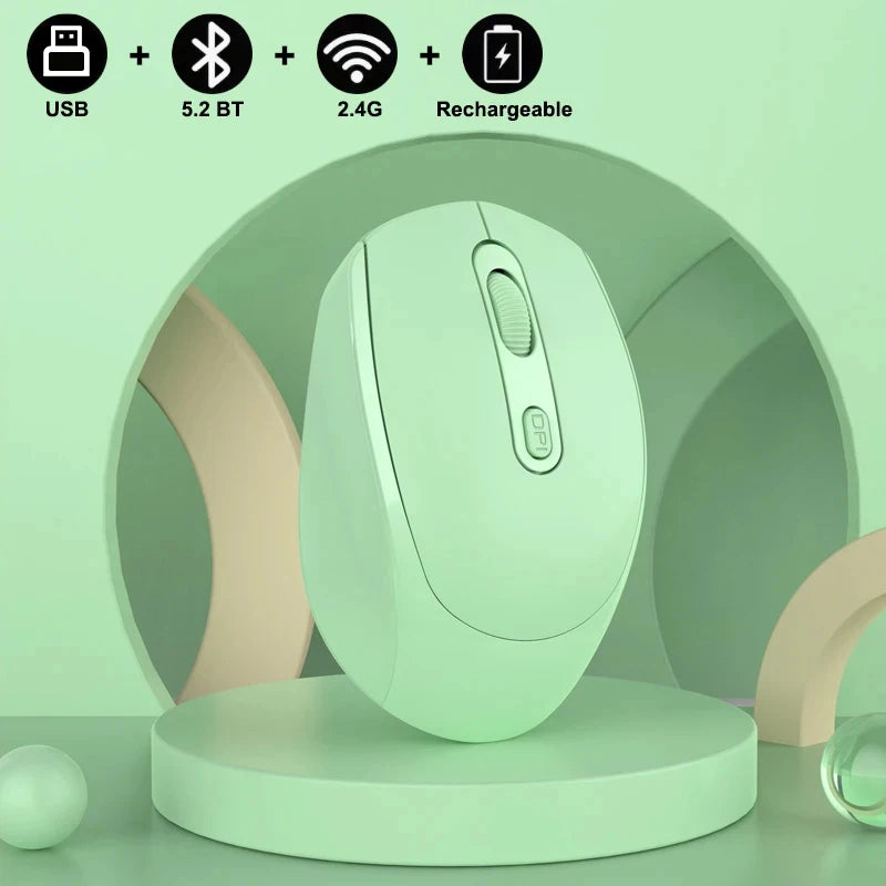 Wireless Silent Mouse Bluetooth-compatible 2.4G Dual Mode Rechargeable Optical Mouse 1600 DPI For MacBook Laptop PC Game Office