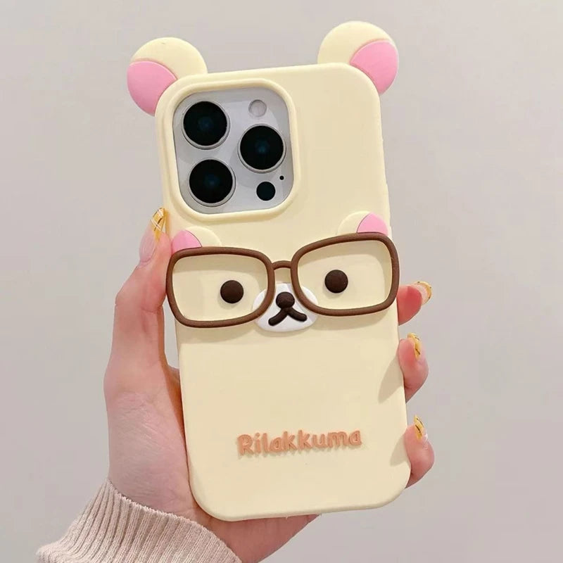 For iPhone 17 Pro 4 4S 5 5S 6 16 Pro Max 15 14 Plus 13 12 11 7 8 SE Rilakkuma Bear Chocolate Cartoon Soft Silicon Phone Case