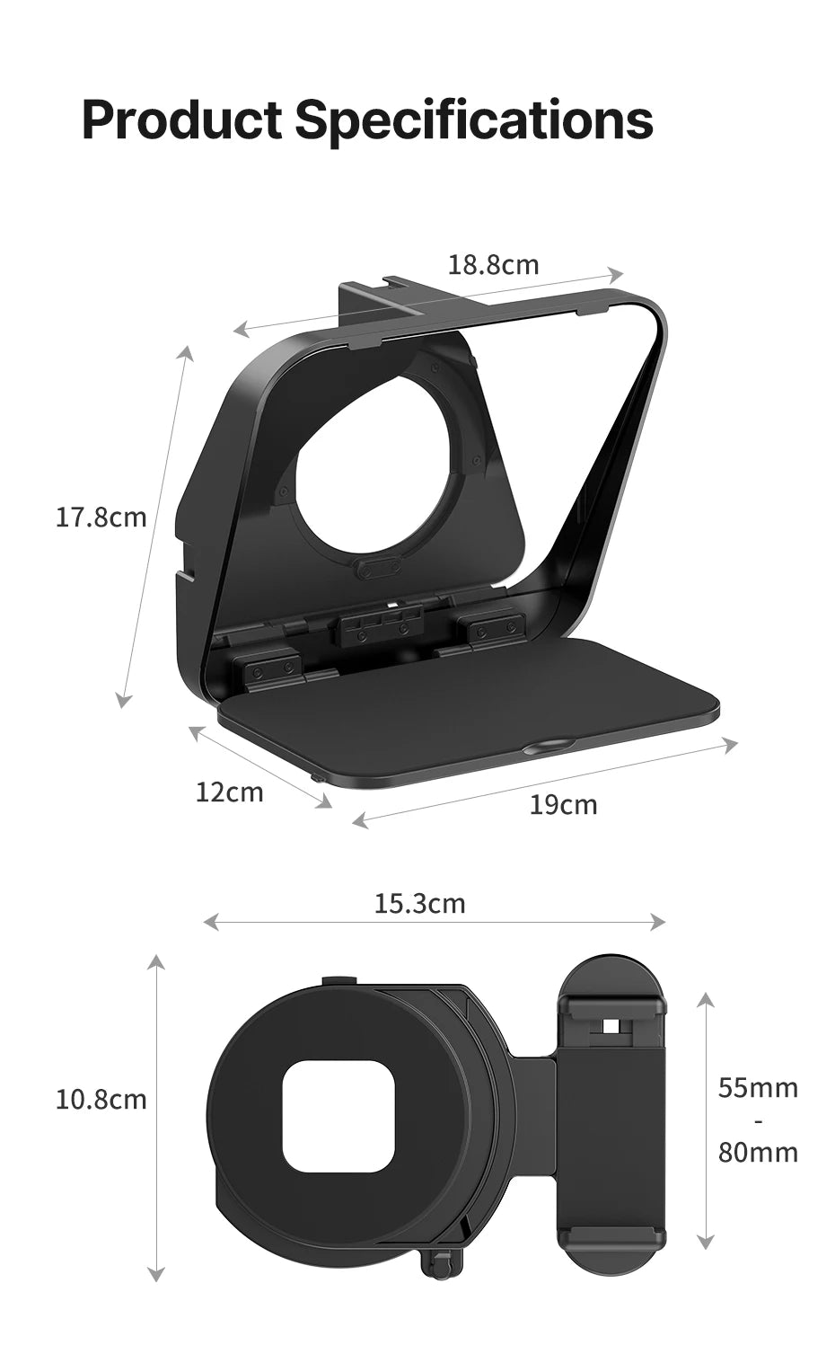 Ulanzi RT02 Teleprompter Portable Mini Collapsible Prompter for Tablets DSLR Laptop Camera Phone Live Streaming Video Recording