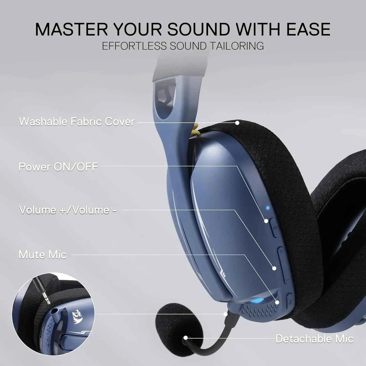 Redragon H878 Gaming Headset, 2.4Ghz/BT/Wired