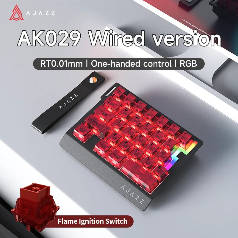 AK029 Wired Gaming Keyboard, 20 RGB Modes, 29 Keys, Hot-Swappable, Aluminum Panel