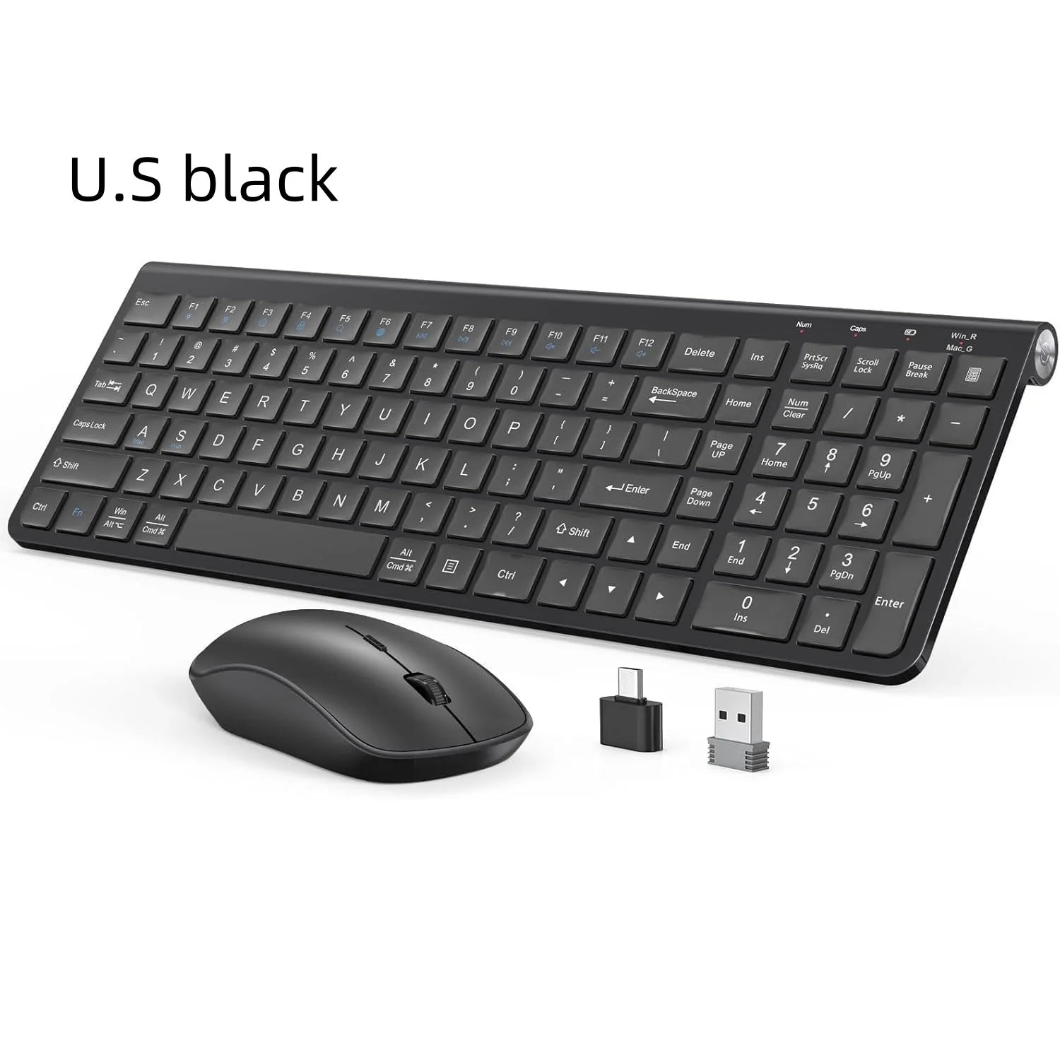 Ergonomic wireless keyboard and mouse, ultra-thin and compact design French AZERTY/ American QWERTY quiet,USB-A and USB-C ports.