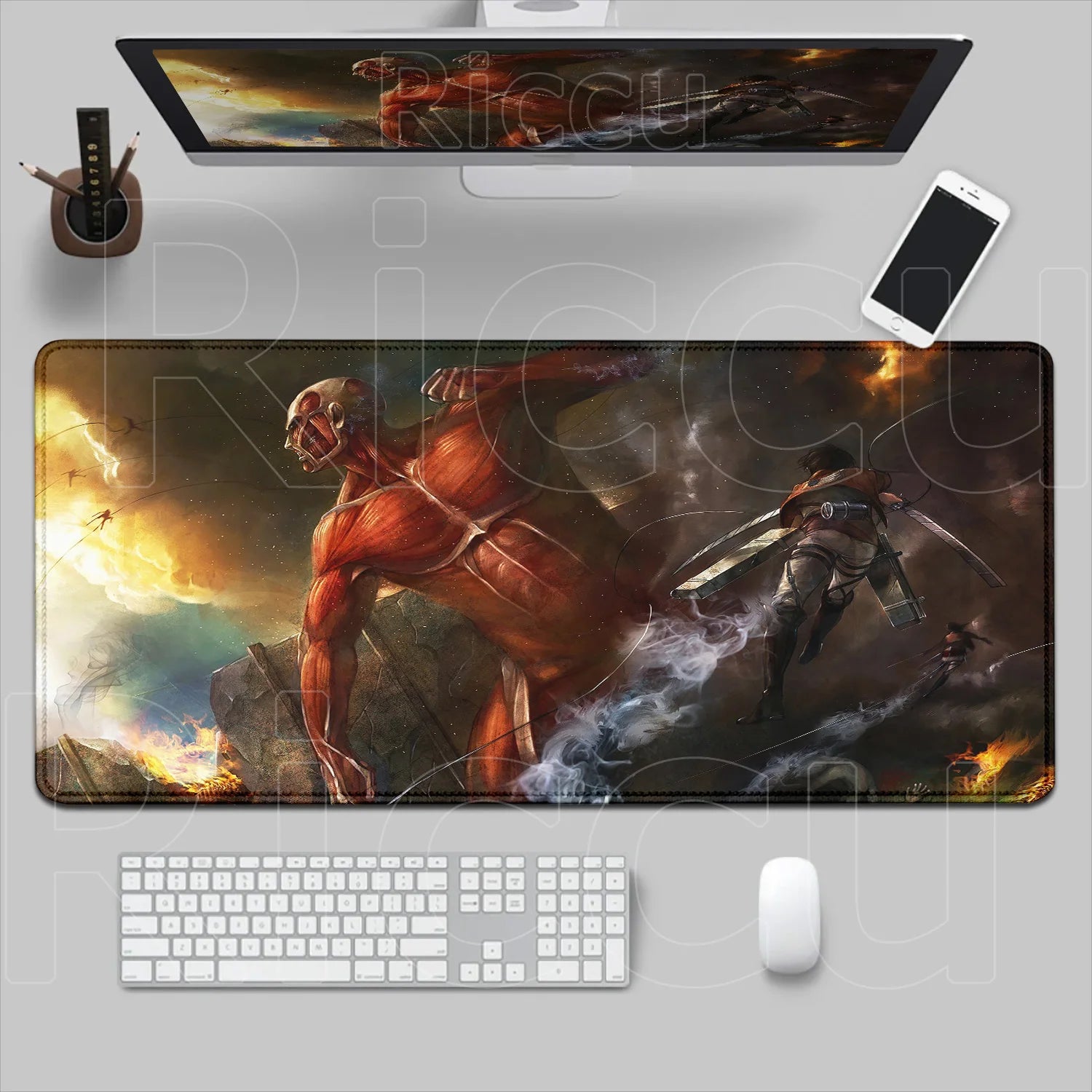 New HD Printing Attack on Titan Anime Desk Mat Large Lock Edge Mouse Pad Computer Mousepad Gaming Laptop Keyboard Mouse Mats Rug