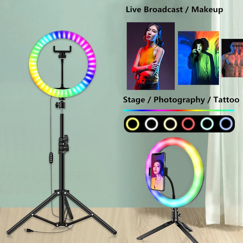 10 13 Inch Ring Light Dimmable Selfie Lamp Pptional Tripod Photographic Lighting Studio Video Lights For Live Make Up Youtube