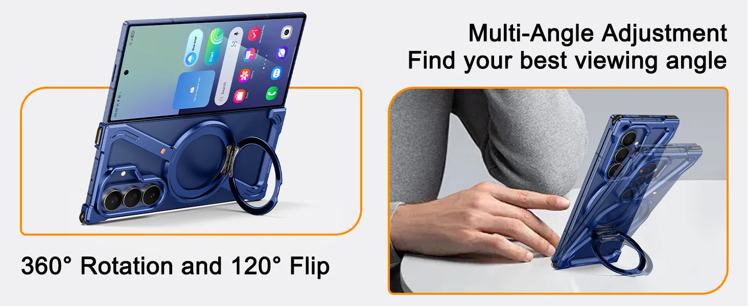 Eary Frame Case for Samsung Galaxy Z Fold 7 for Magsafe 360°Rotation Magnetic Stand Metal Phone Case Shockproof Protector Cover