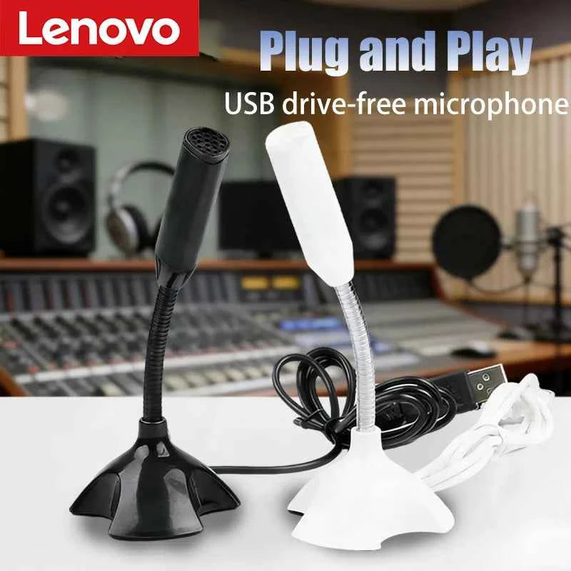 Lenovo USB Microphone For Laptop And Computers Adjustable Studio Singing Gaming Streaming Mikrofon Stand Mic With Holder Desktop