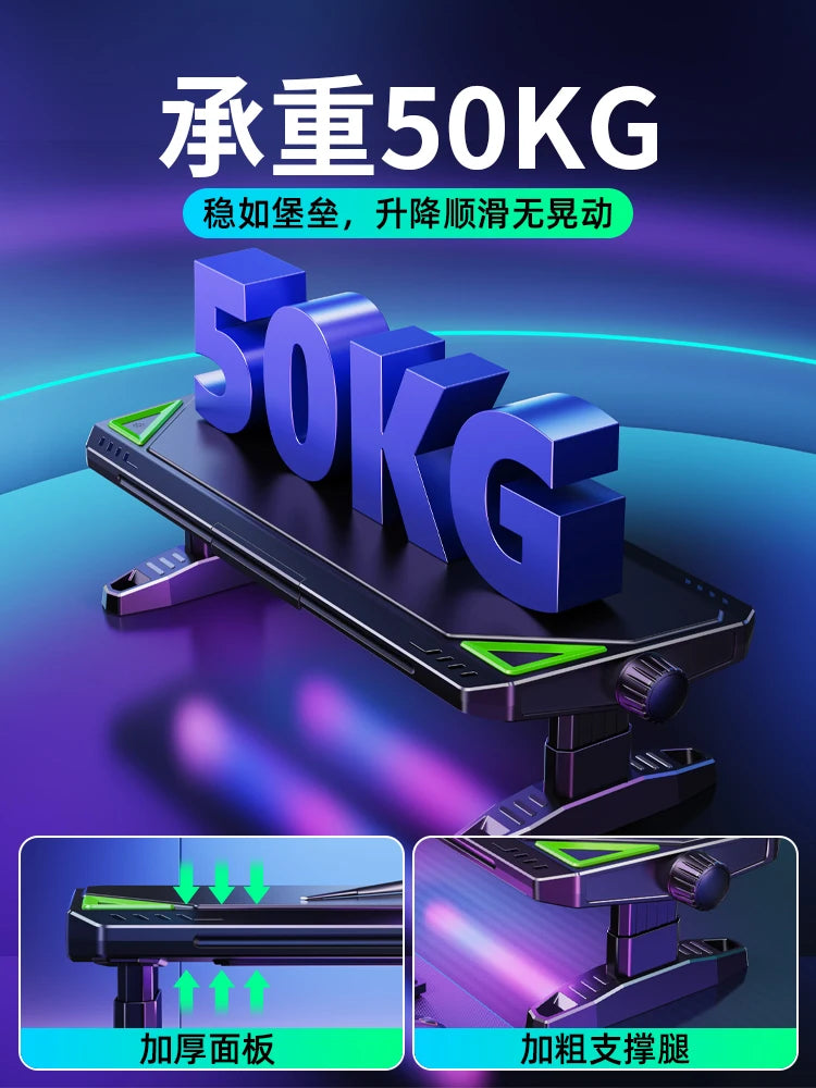 ‌Knob-Adjusted Monitor Riser, Ergonomic Dual USB Stand, Elevated Desktop Platform, Keyboard Storage Organizer Solution