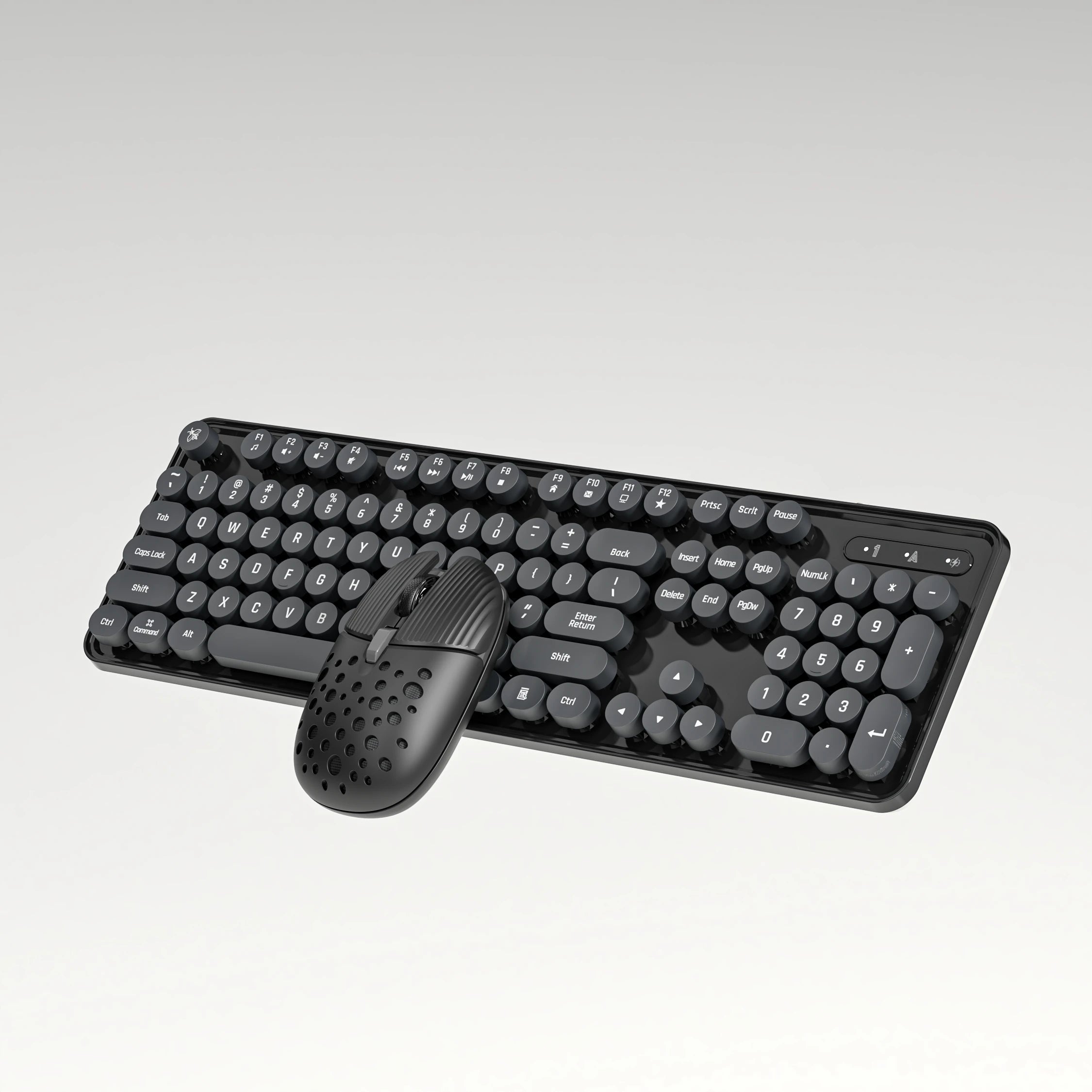 104 Keys 2.4G Wireless Gaming Keyboard and Mouse Combo,Cute Retro Round Keycap Ergonomic Keyboard,With Multimedia function keys