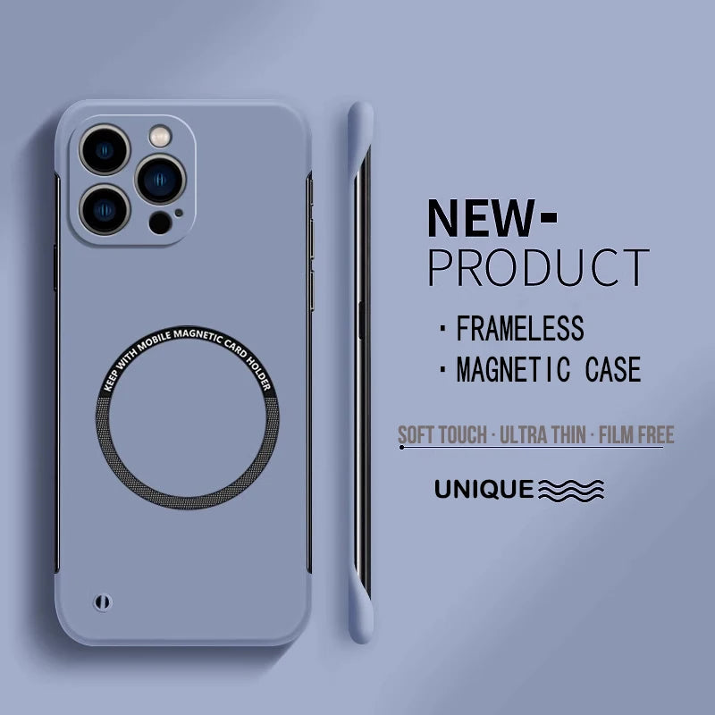 Ultra Thin Matte Hard PC Magnetic Frameless Color Phone Case For iPhone 17 Air 16E 16 15 14 Plus Pro Max 17 Pro Max Cover Cases