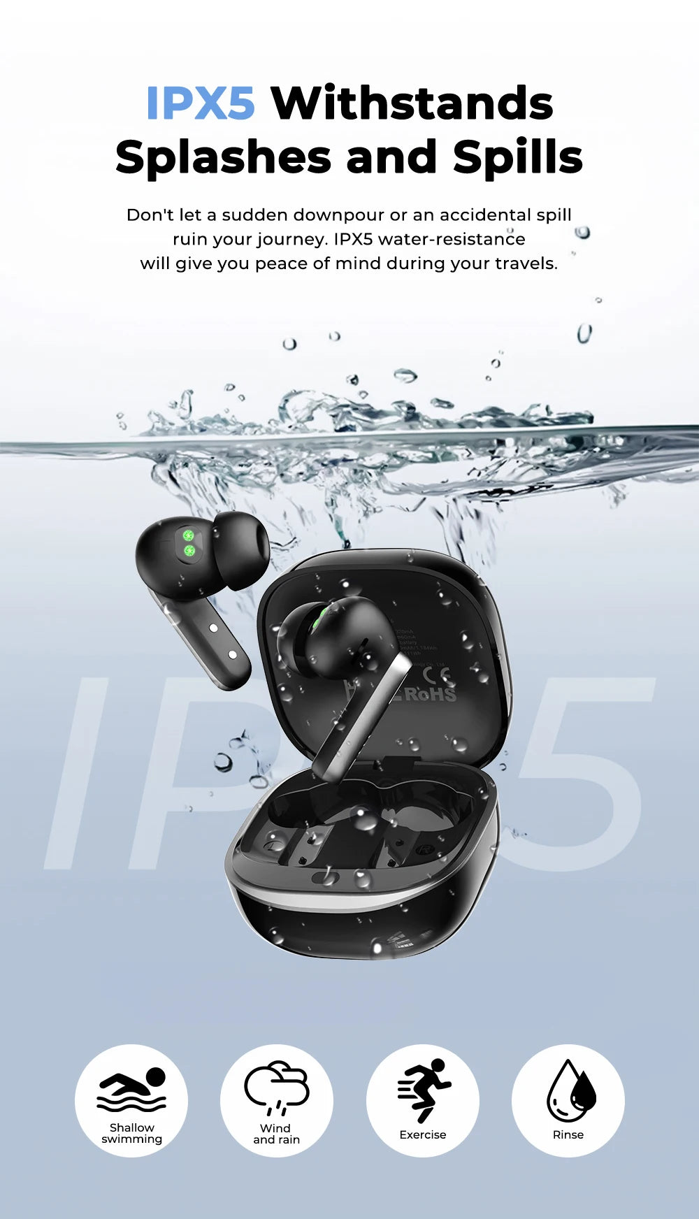 HTC NE46 TWS Earbuds BT 6.0 Heart Rate Monitoring Earbuds Smart Screen Charging Case  Noise Cancelling HiFi Stereo AI Translator