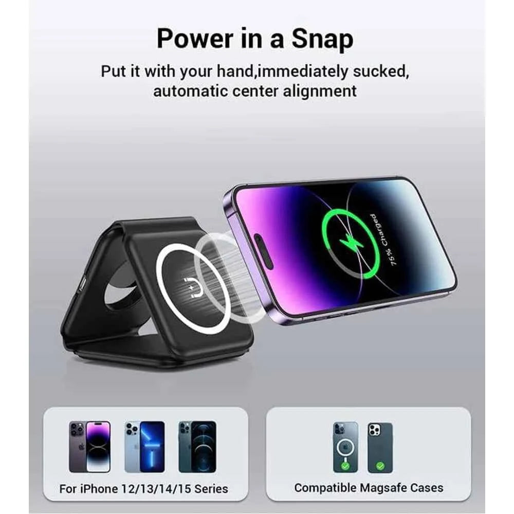 3 in 1 Magnetic Wireless Charger Pad for iPhone 16 15 14 13 Pro Max Apple Watch 9 8 AirPods Chargers Fast Charging Dock Station