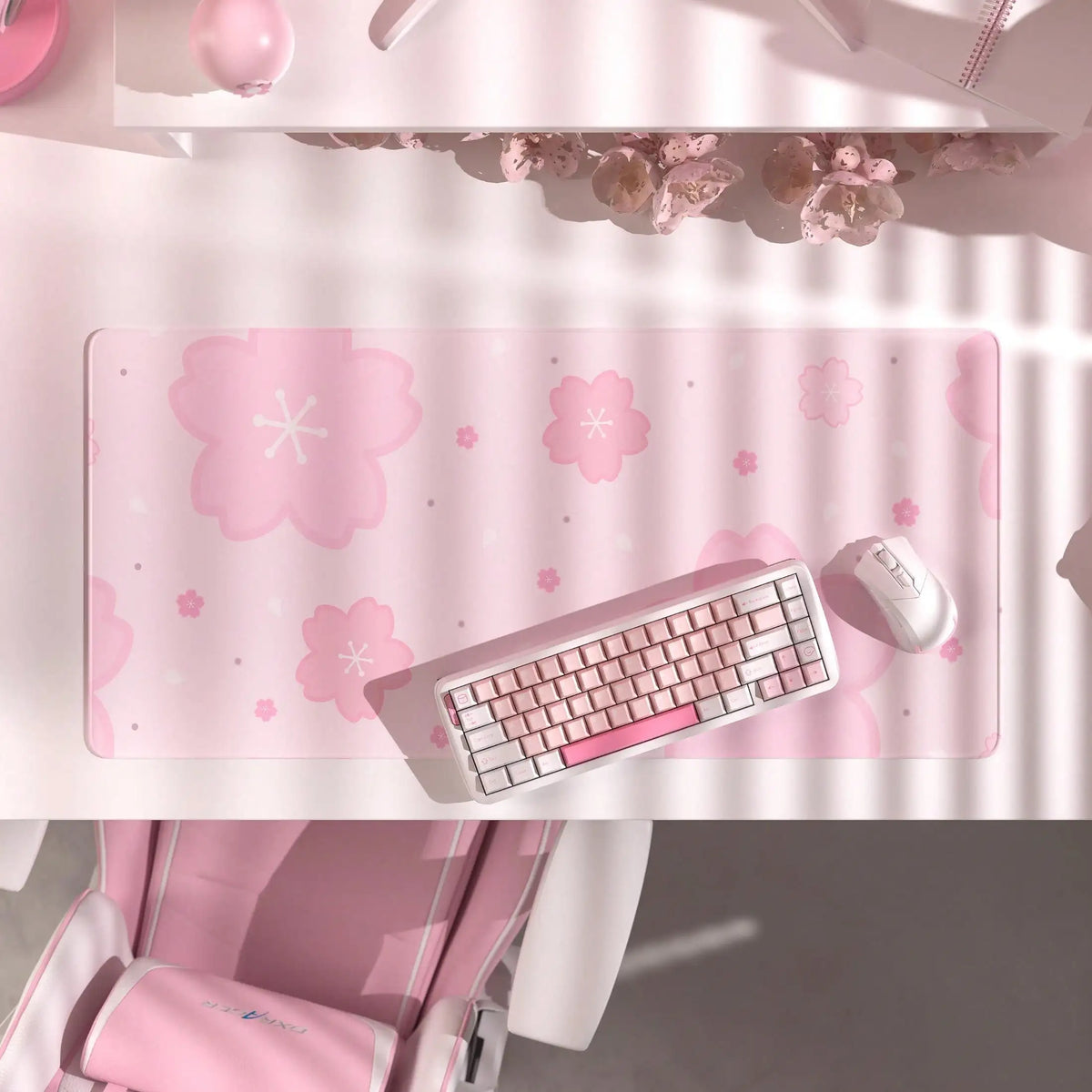 Sakura Desk Mat - Pink Cherry Blossom Mousepad - Large Desk Pad For Cozy Gaming Setup