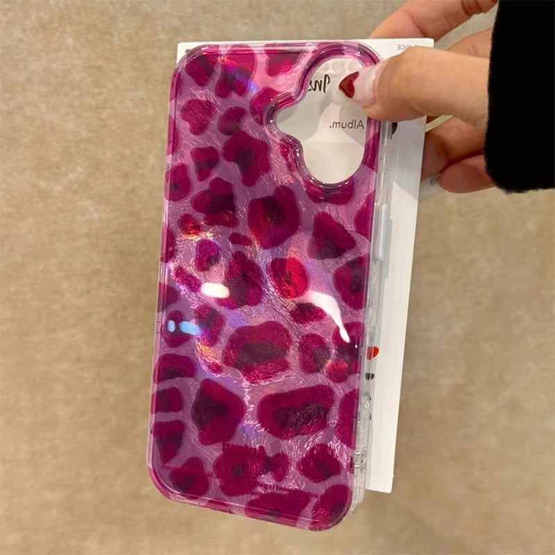 Purple Leopard Print Glacier Pattern Phone Case For iPhone 17 16 15 14 13 12 11 Pro Max XS XR 7 8 Plus 16e Shockproof Back Cover