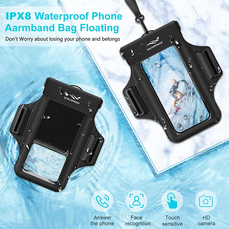 HAISSKY Armband Mobile Phone Waterproof Pouch For iPhone 17 16 15 14 13 12 Pro Max 15 Plus Swimming Surfing Diving Arm Phone Bag