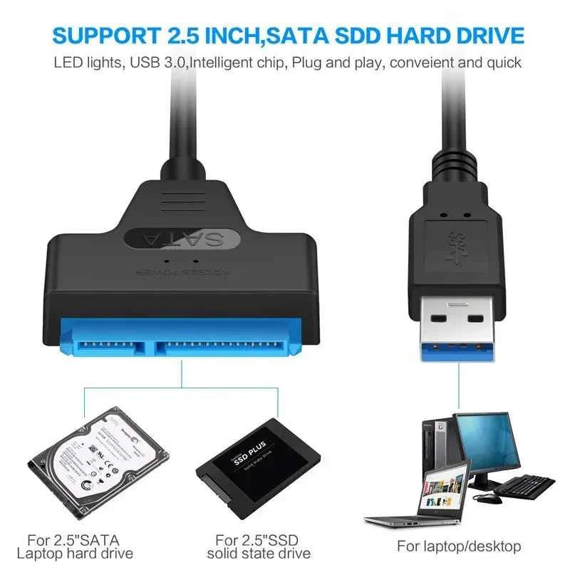 20-50 CM USB 3.0 2.0 SATA Cable Adapter Extension Computer Cables Connectors Support 2.5 Inches External Ssd Hdd Hard Drive USB