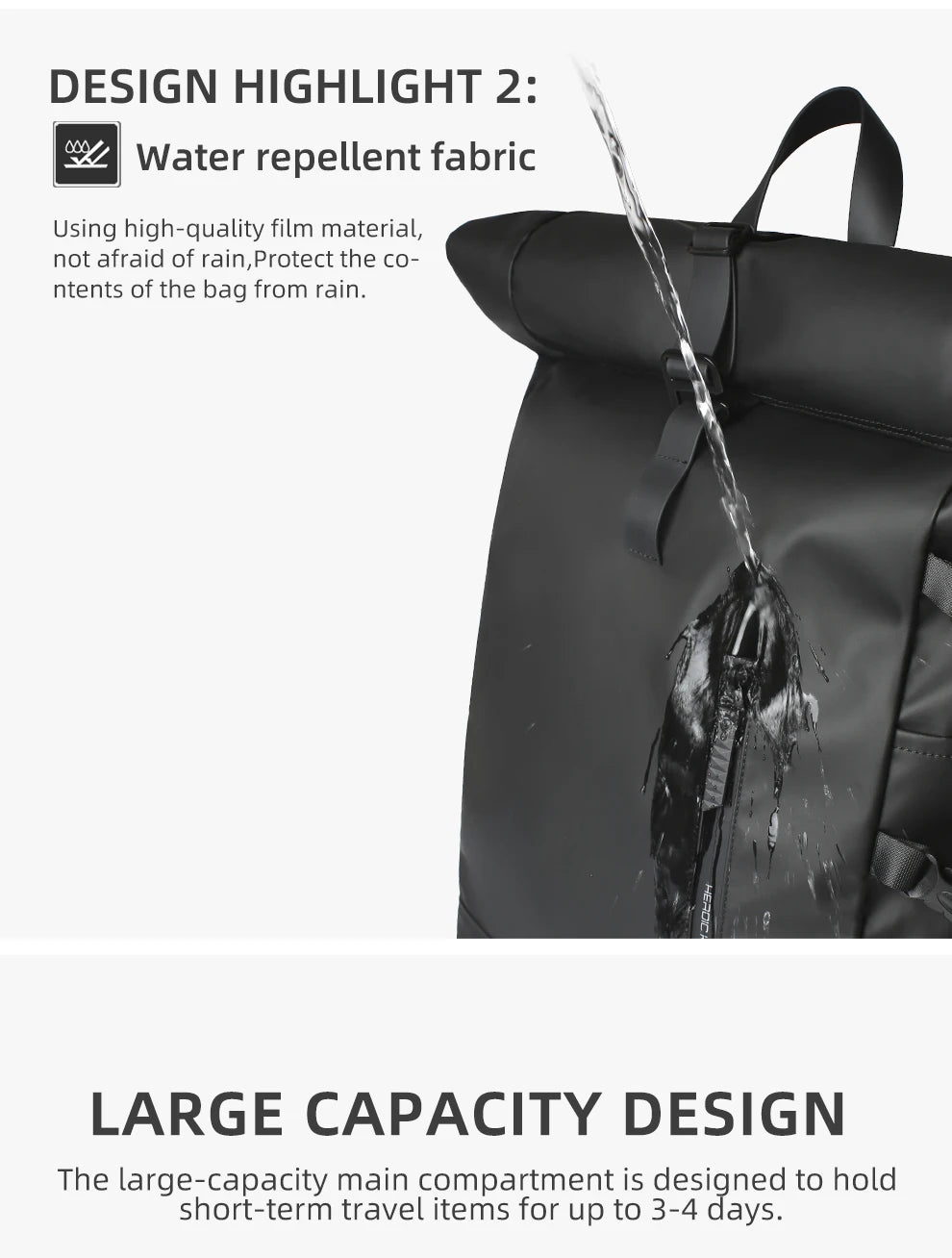 HK Expandable Travel Backpack Men Large Capacity Waterproof 15.6” Laptop Bag Hiking Rucksack Cycling Daypack Bag with USB Port