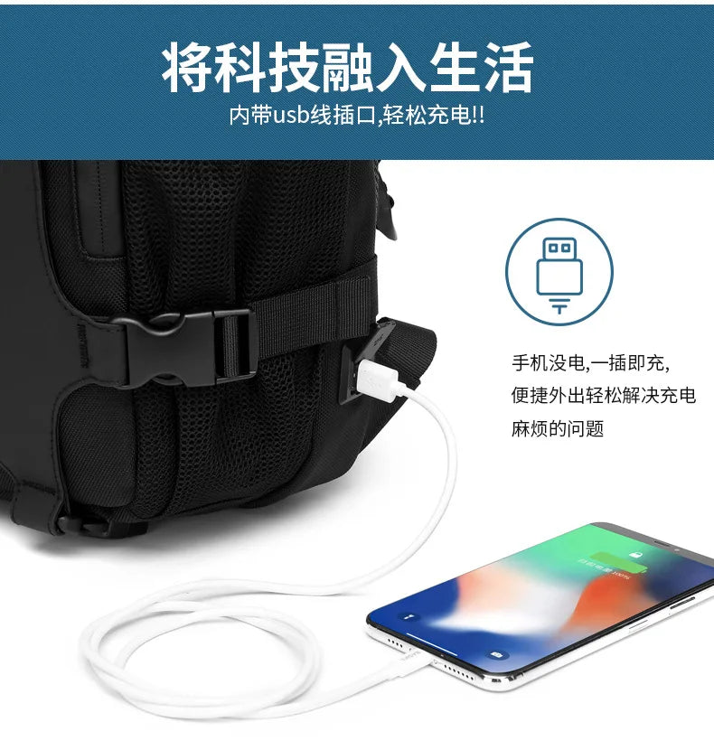 OZUKO Men Backpack Large Capacity 16 inch Laptop Backpacks USB Charging Teenager Schoolbag Male Waterproof Travel Bag Mochilas