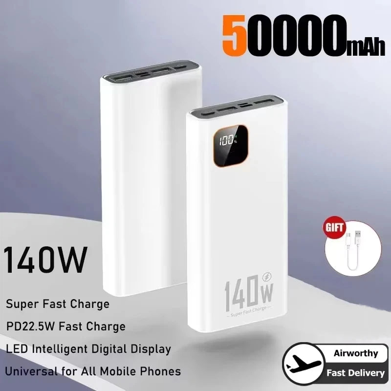 Lenovo 500000mAh 140W Ultra Capacity Power Bank Super Fast Charging Portable Battery Charger For IPhone For Samsung 2026
